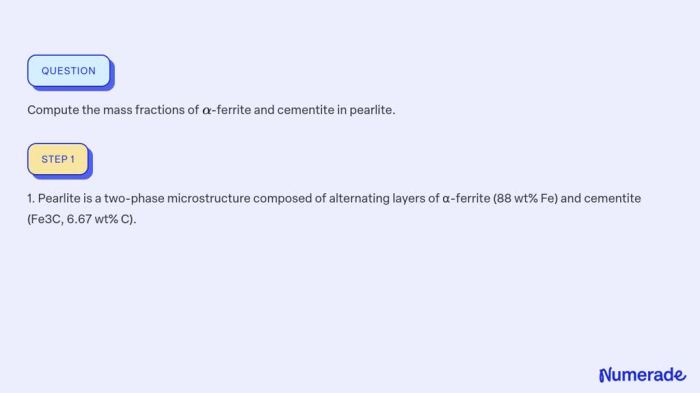 Iron carbon alloy mass ferrite pearlite compute fractions microstructure fraction cementite chegg solved